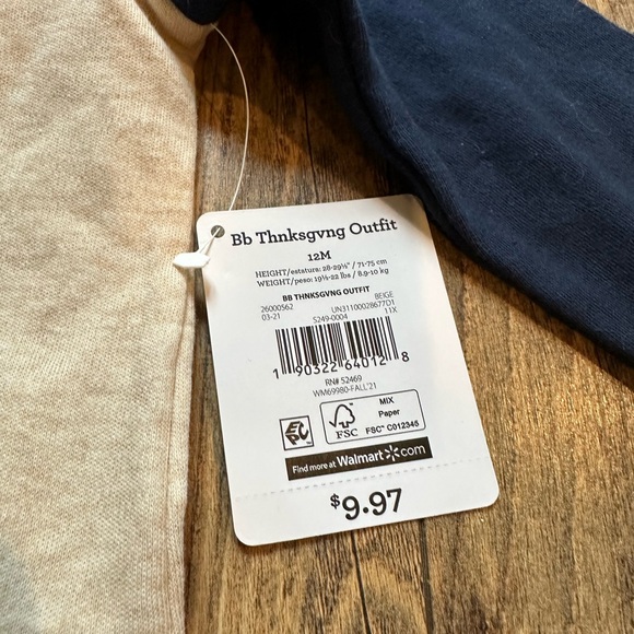 🦃Way to celebrate Thanksgiving baby boy 3 piece outfit; size: 12 months - Picture 5 of 5